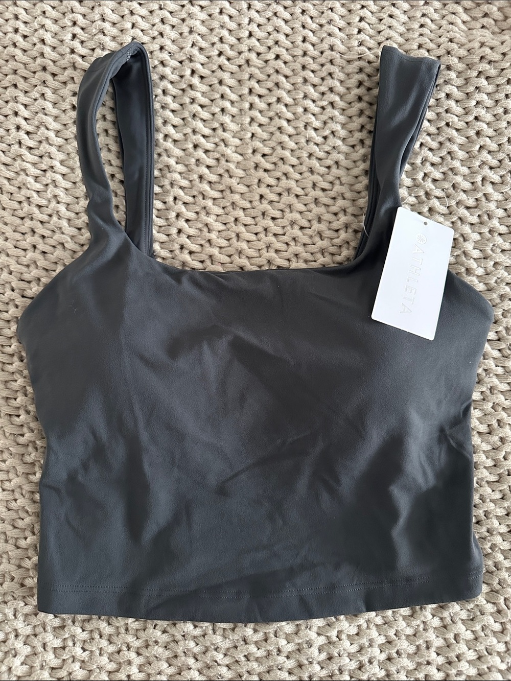 Athleta Black Crop Sports Bra Tank